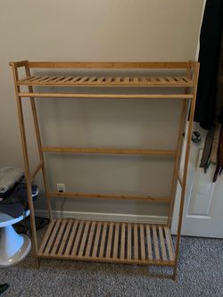 Bamboo wardrobe closet garment rack