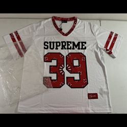 Supreme Jersey White&Red 39 Bandana FootBall Size L