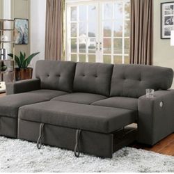 Brand New Dark Grey Sectional Sofa Storage Sleeper