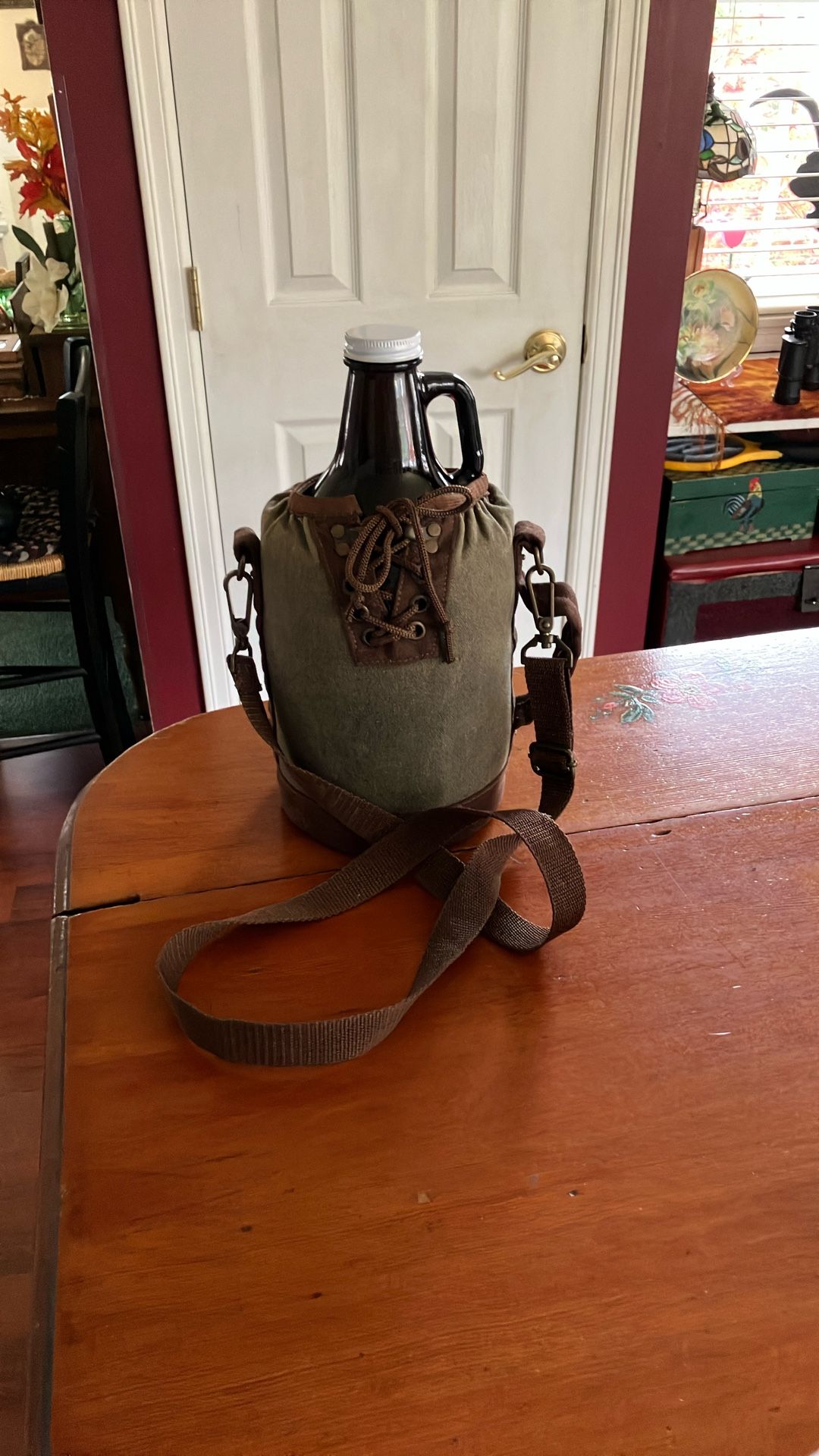 Canvas Brown & Khaki Growler Tote