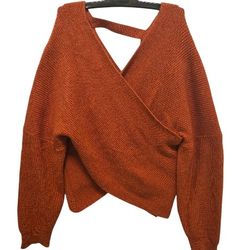 Vee Neck Open Back Sweater 
