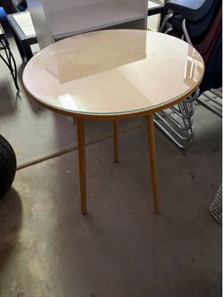 Round Side Table with Glass Top