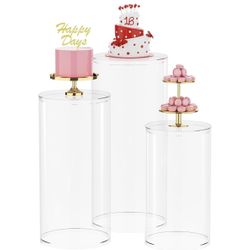 Cylinder Pedestal Stands - Set of 3