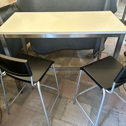 IKEA  Utby Bar Table Stainless Base &2 Stools
