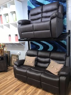 Gorgeous chocolate reclining Couch and loveseat