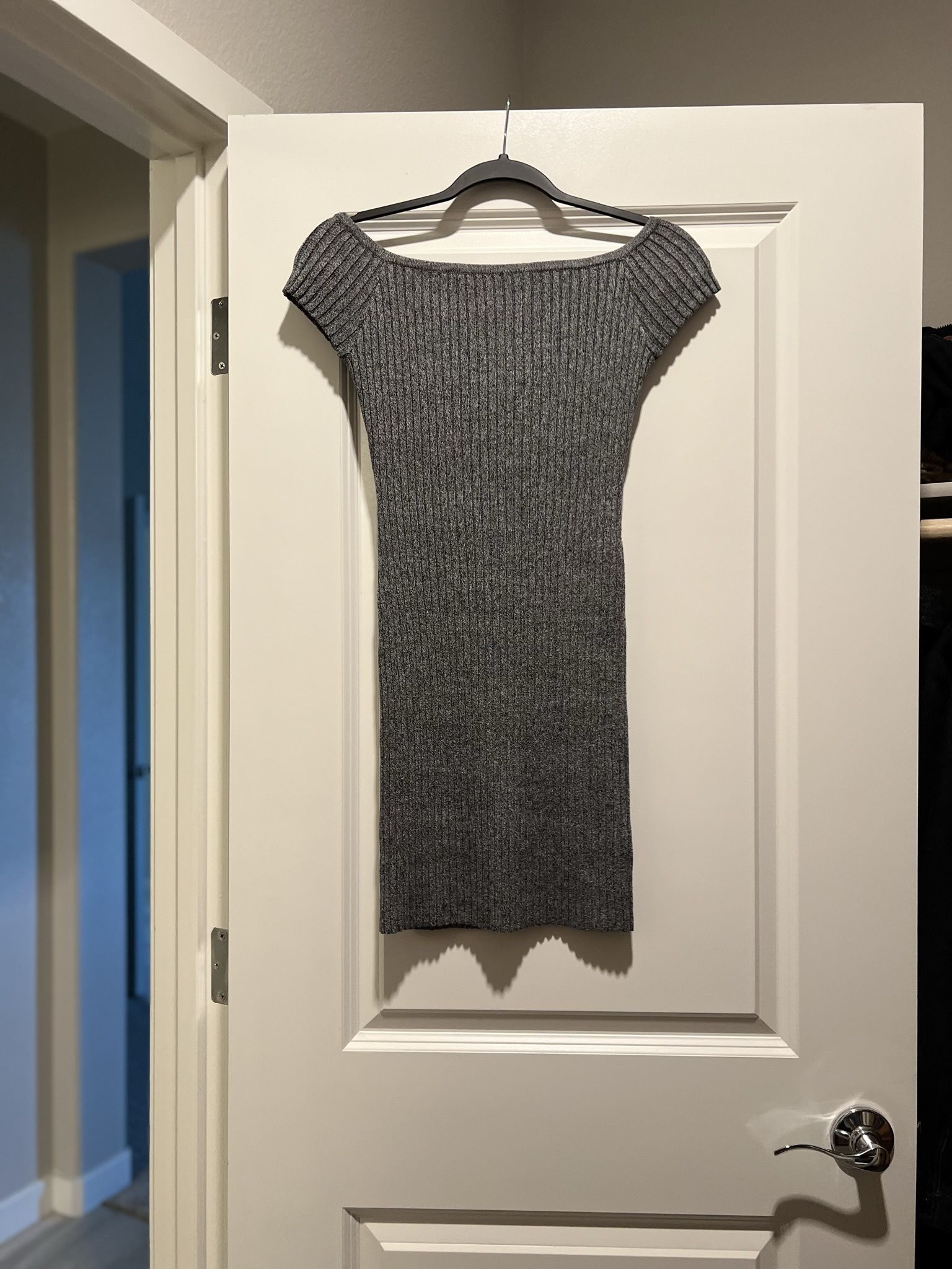 Dark Grey Ribbed Minidress