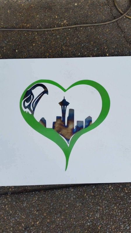 Seattle Seahawks Heart Metal Art