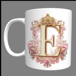 Letter E Monogram - Pink and Gold Crown Image -Sister Mug Aunt Mug Wife