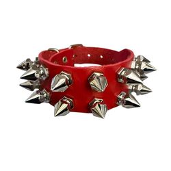 Red Spiked Cuff Bracelet