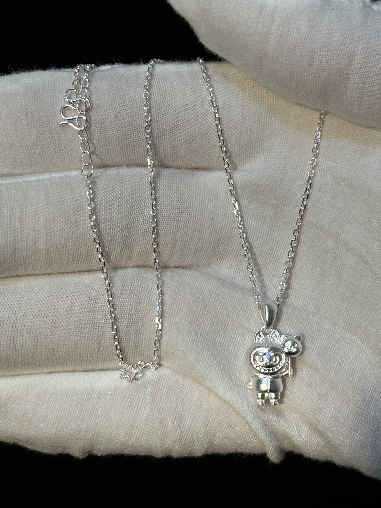 Labubu pendant with necklace 925 Silver