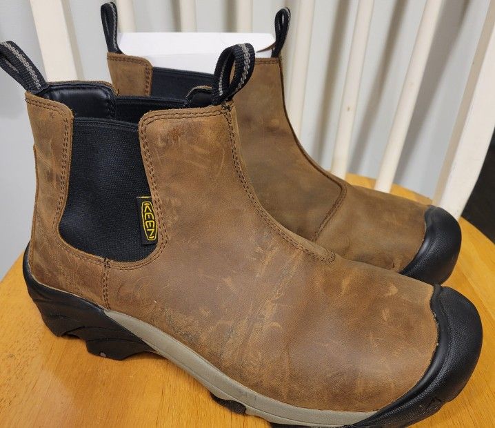 KEEN Utility Mens Lansing Chelsea Steel Toe Pull On Work Boots Size 11D