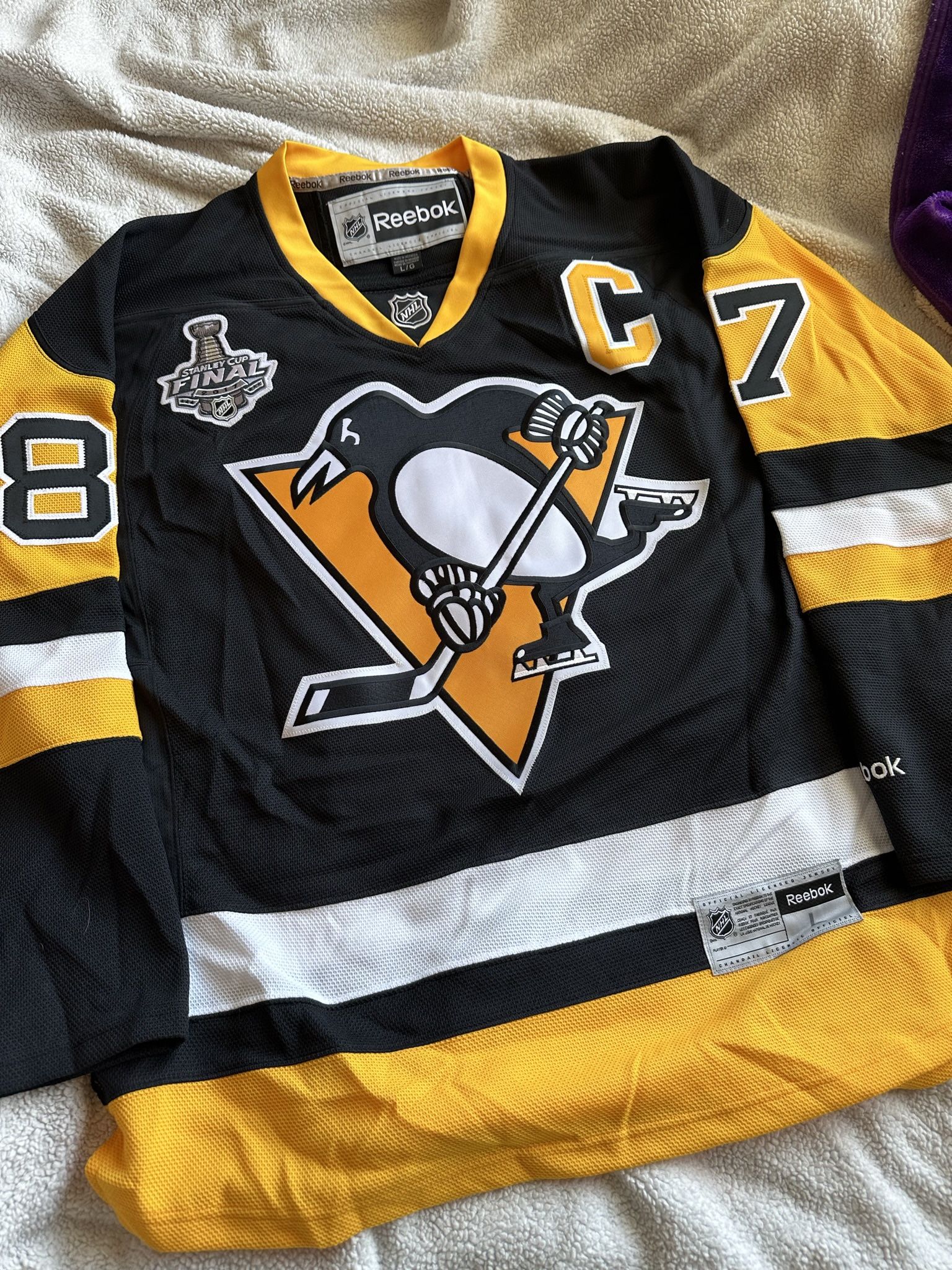 REEBOK Pittsburgh Penguins Sidney Crosby 2017 Stanley Cup Final Jersey NWT