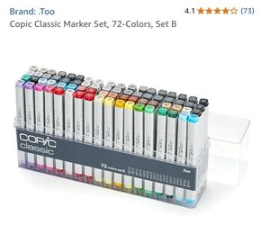 Copic Classic Marker Set, 72-Colors, Set B, Artist Professional Designer Coloring Tools
