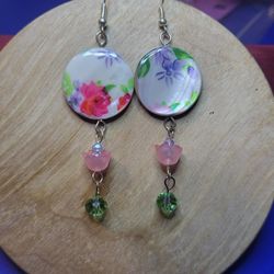Beautiful Handmade Flower Dangle Earrings 