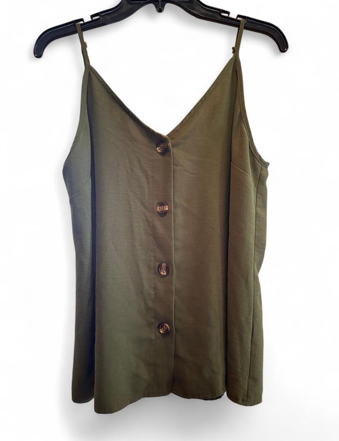 Women’s Olive Green Button Up Tank Top Size Medium