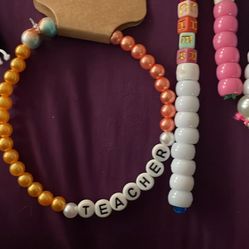 homemade teacher keychains/bracelets