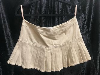 Beige/Tan Khaki Pleated Mini Skort