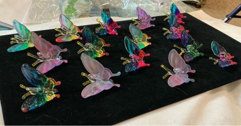28 Hand Blown Glass Miniature Butterflies, Hummingbirds - CRAFT SUPPLIES