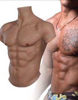 KUMIHO Silicone Muscle Suit Realistic Male Chest Plate High Collar