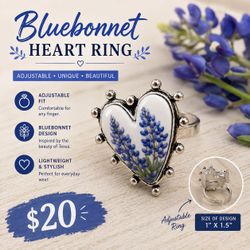 💙 BLUEBONNET HEART RING 💙
