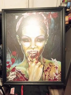 James Munken Zombie Art Framed Print zombie painting