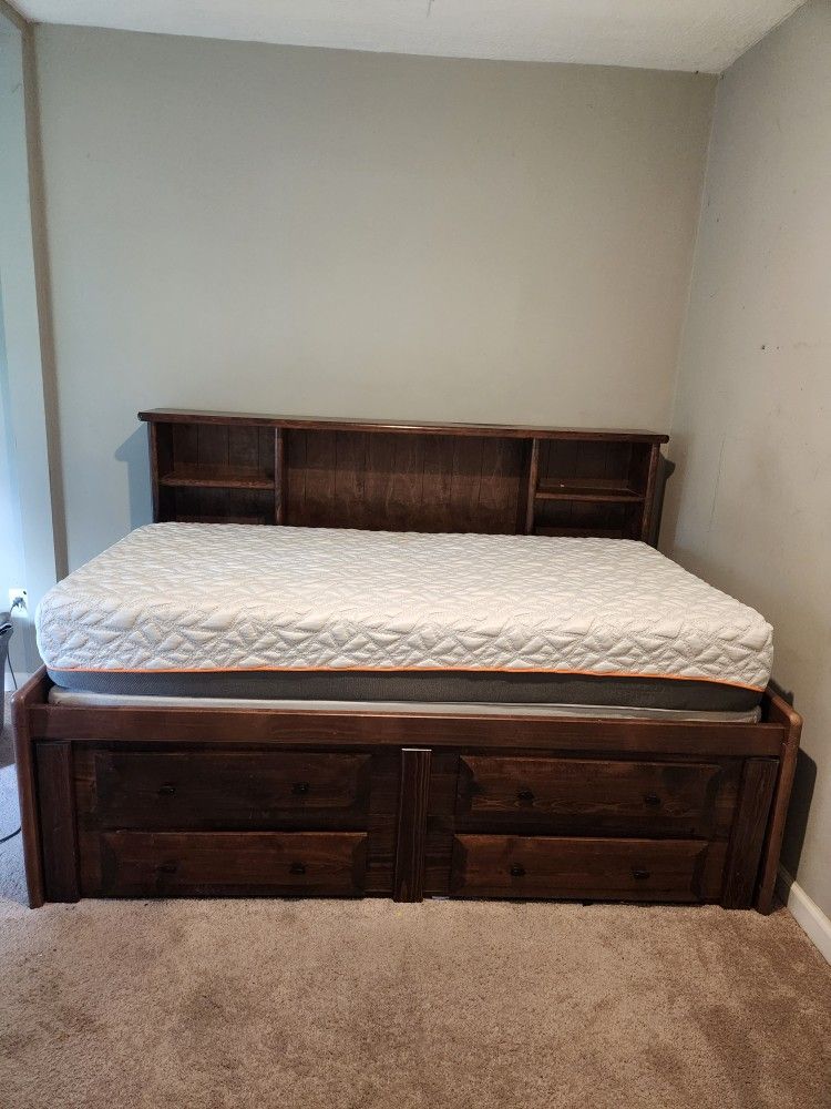 Full Size Bed With Bookcase Headboard
