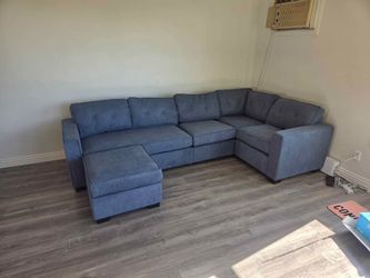4-Piece Sectional Sofa Set with Ottoman & Built-in USB Ports