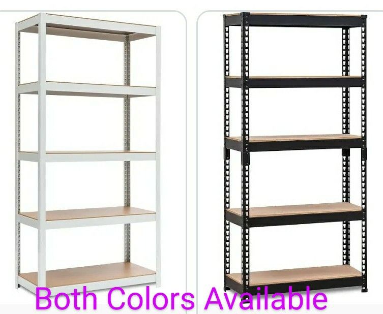 HOMEDANT 5-Tier Shelf, Steel Frame (71" x 16 x 35)   Garage, Shop, Laundry, Office, Kitchen (Black or  White ) Org. Store Price $128+