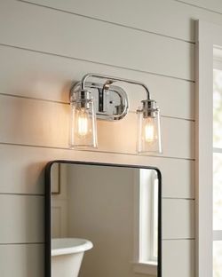 2-Light Chrome Vanity Wall Light Fixture
