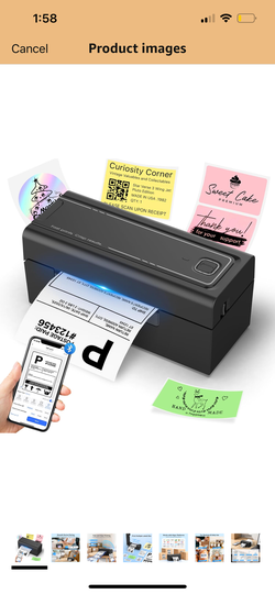 Bluetooth Thermal Label Printer, Wireless 4x6 Shipping Label Printer for Small Business & Shipping Packages, Support iPhone, Android, Windows, macOS, 