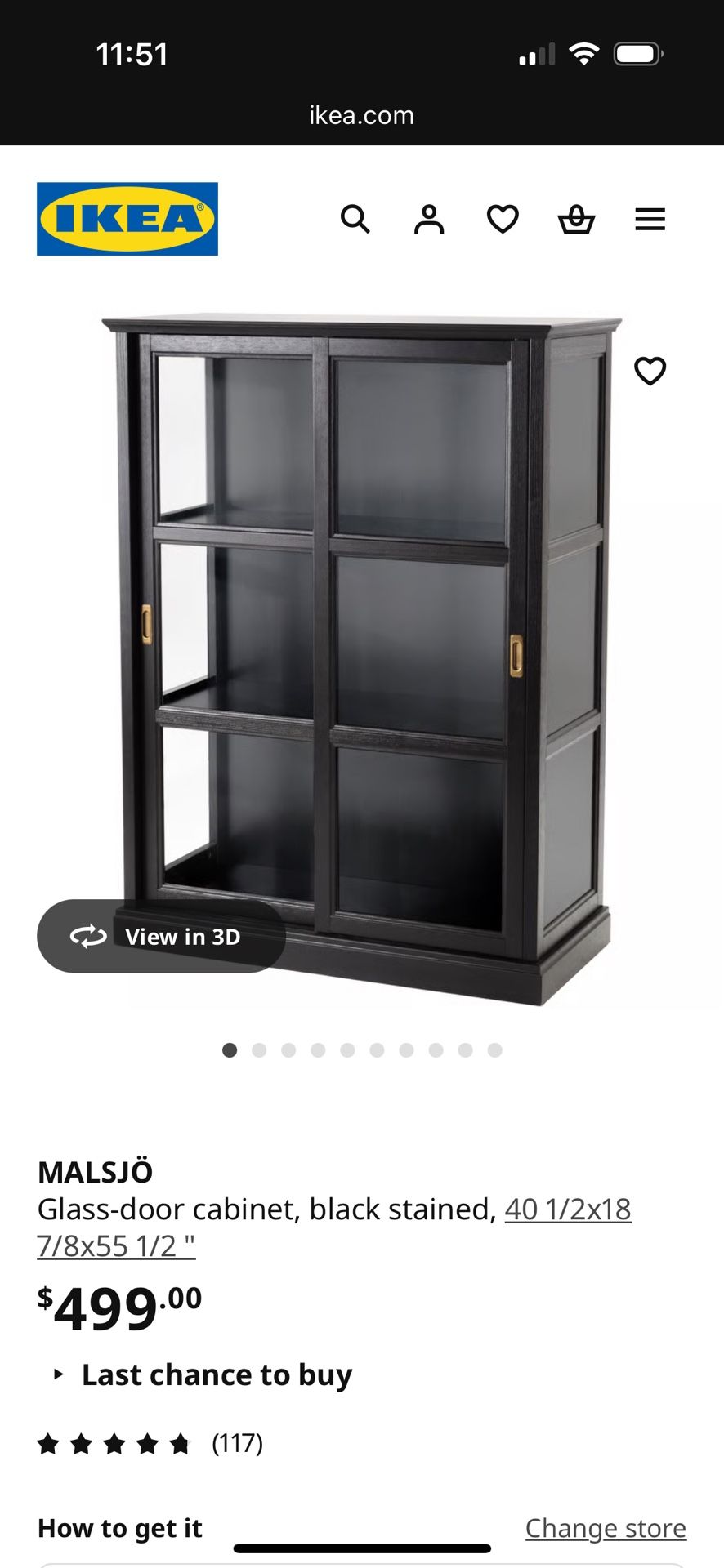 IKEA MALSJO Glass Door Cabinet