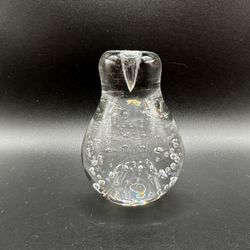 Vintage Art Glass Pear Shaped Paperweight Bullicante Bubble Mid Century Modern