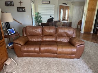 Brown Leather Reclining Sofa