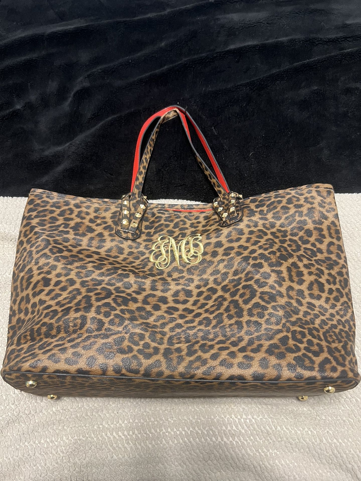 Monogrammed Leopard Tote Bag 
