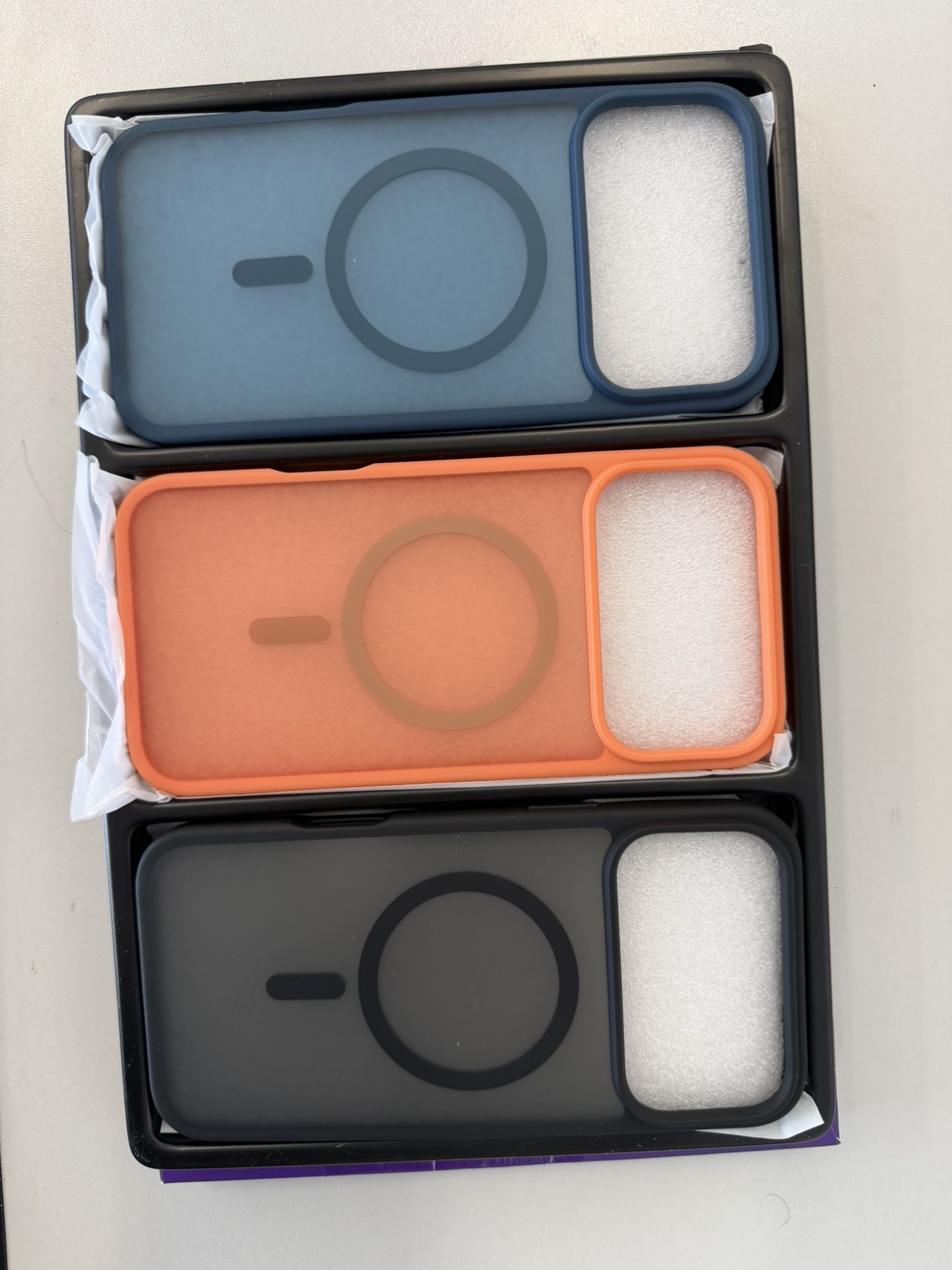 3 Pack iPhone 17 Pro Max Cases Orange Blue Black Open Box