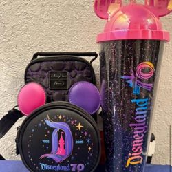 Disneyland resort 70th Aniversary Starbucks Cup & Lug Crossbody Bag. 