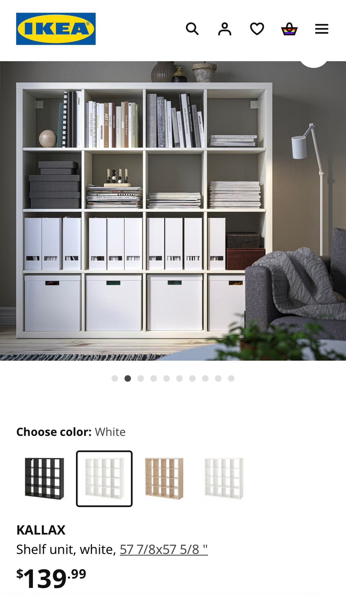 White IKEA Kallax organizer