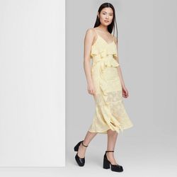 NWT wild fable Dresses | yellow Knit Flowy Midi Sundress size L 