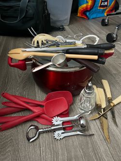 Kitchen item lot utensils pot spatula knives