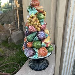 Vintage Ceramic Fruit Topiary Italy Hand Painted Mid Century