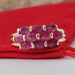 ❤️10k Size 9 Beautiful Solid Yellow Gold Rubies Gemstones Ring!/ Anillo de Oro con Rubíes Diseño de Cocktail! 👌🎁Post Tags: 10k 14k