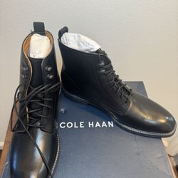 Cole Haan Wagner Grand Plain Toe Waterproof Boots – Black – Size 9.5M – New With Box 