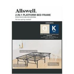 14" High Profile Foldable Steel Queen Platform Bed Frame, Black