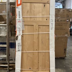 36 in. x 80 in. Rustic Knotty Alder 2-Panel Top Rail Arch Solid Wood Core Stainable Right-Hand Prehung Exterior Door