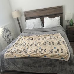 Queen Size Beauty Rest Black hybrid Matress With Bed Frame, Night Stand And Dresser