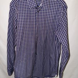 Mens size 16 (41) Robert Graham blue & white checkered long sleeve button down shirt  See my other listings:   Robert Graham  Vineyard Vines  J.Crew  