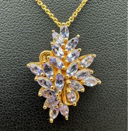 Jewelry 10k solid Yellow Gold flower purple 1.0CTW Pendant charm