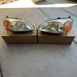 2002 HONDA CIVIC USED FACTORY HEADLIGHTS ASSEMBLY 