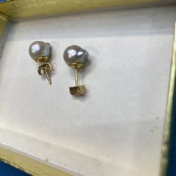 Real Pearl Gold Earrings 