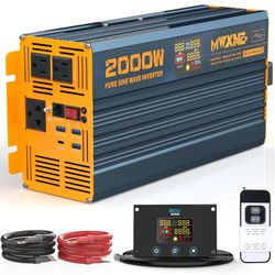 2000W Pure Sine Wave Power Inverter DC 12V to 110V 120V AC with 4 Quick Charging USB Ports& 3 AC Outlets Power Inverters for Vehicles RV Truck Home wi